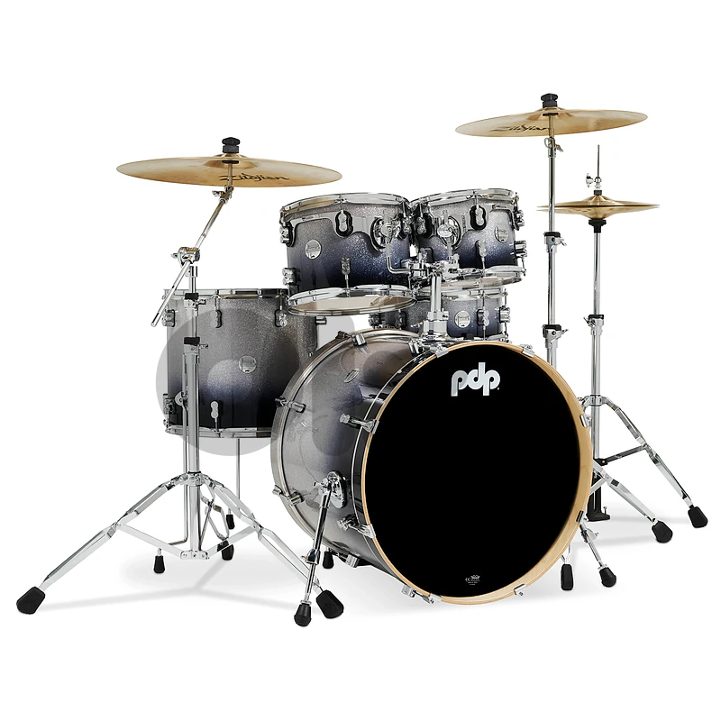 PDP Concept Maple 5-Piece Shell Pack 22", Silver-to-Black Fade, Chrome