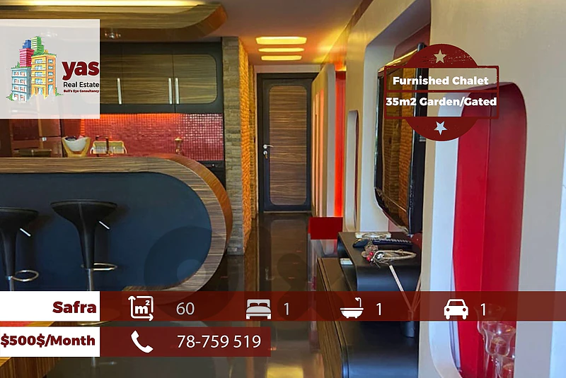 Safra 60m2 | 45m2 Garden | Furnished Chalet | Gated | Partial View | I