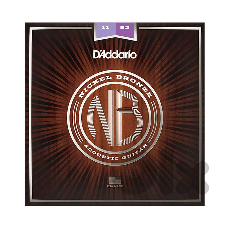 D’addario NB1152 11-52 Nickel Bronze Custom Light Acoustic Guitar Stri