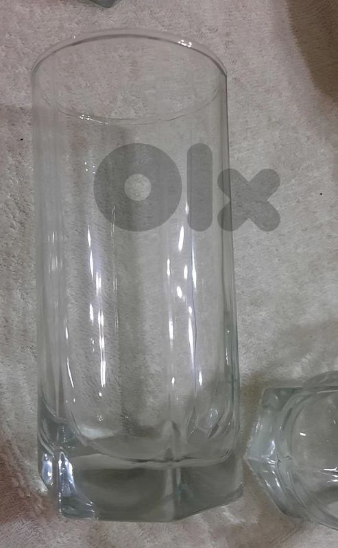 Glass cup 6 pieces 13.5 cm tall. كبايات