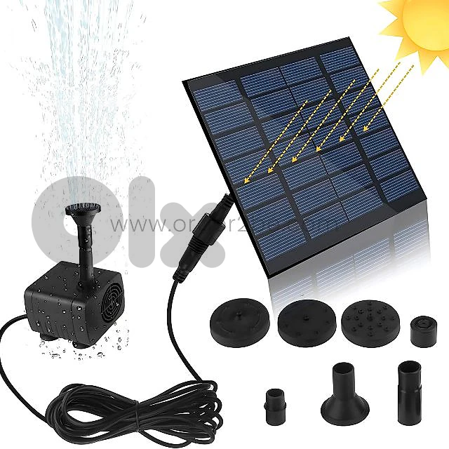 Solar-Powered Water Fountain Pump – No Wires, 4 Nozzles for Gardens &