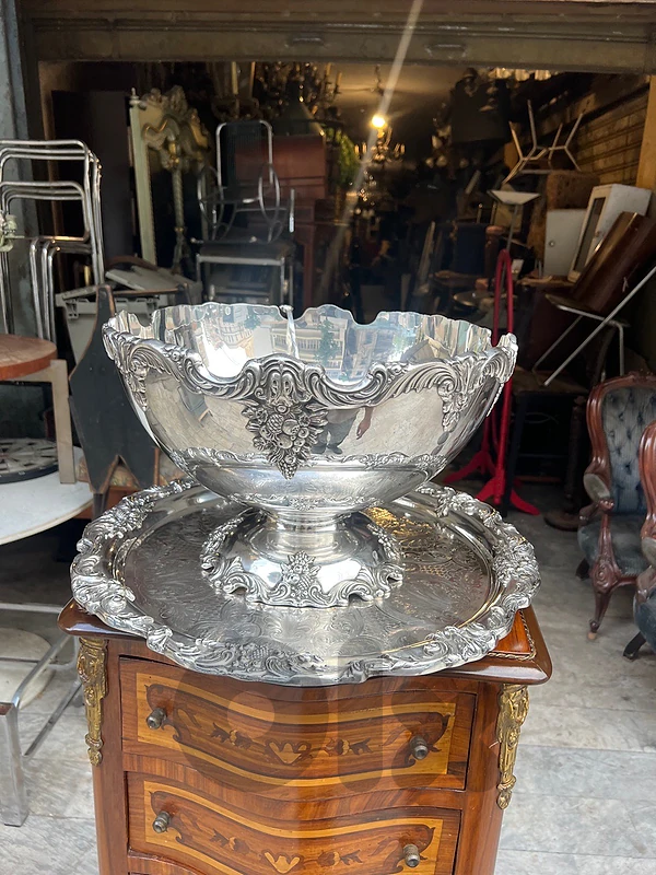 Silver Plated Fruit Bowl, Large, Hand Chased, 20th Century
