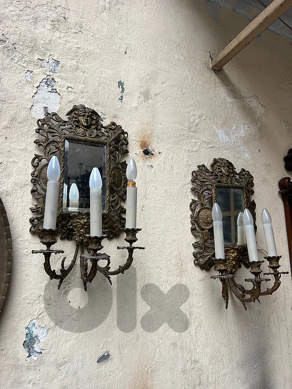 PAIR OF NAPOLEON III-STYLE 3 LIGHT MIRROR WALL LIGHTS