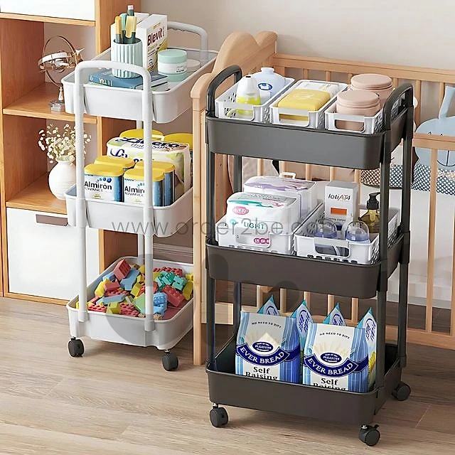 3-Tier Rolling Organizer Rack – Durable Space-Saving Cart with