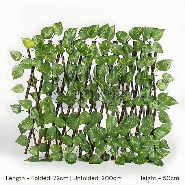 Retractable Garden Fence – Wood Trellis w/ Lush Leaf Design, 2m