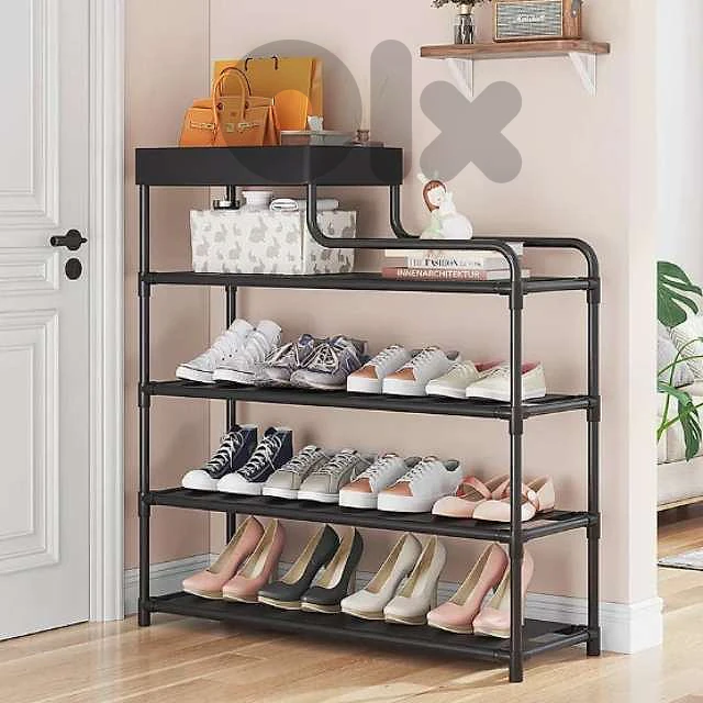 4-Layer Shoe Organizer, Shoe Stand with Top Storage Box