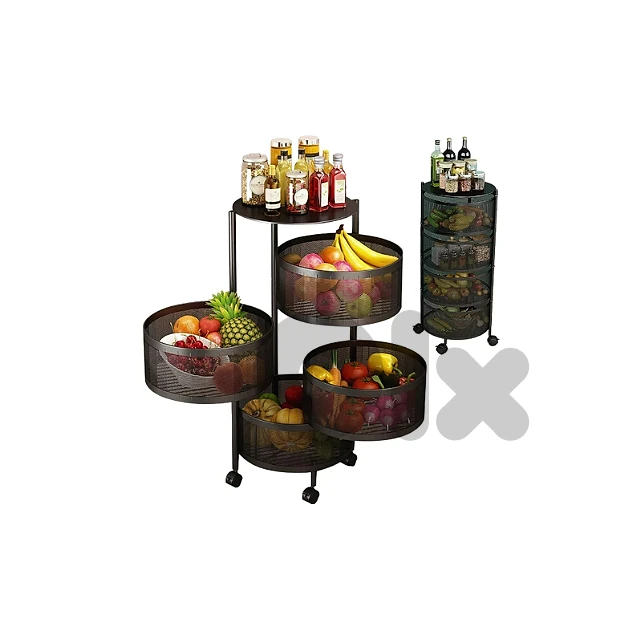 Rotating Metal Storage Rack, 5/4/3 Layers in Black and White