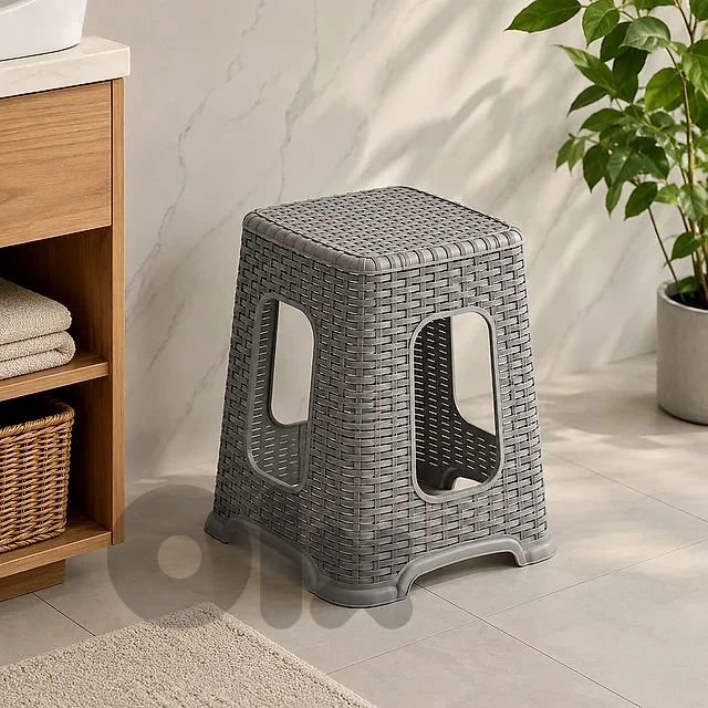 Stackable Rattan-Style Plastic Stool