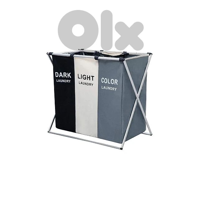 3-Section Laundry Basket with Folding Aluminum Frame 3-Section Laundry Basket with Folding Aluminum Frame