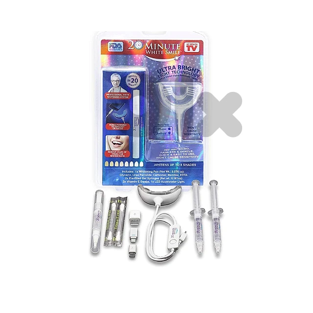 20-Minute White Smile Kit, 8 Shades Brighter with Vitamin E & LED