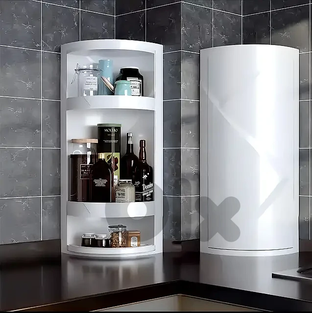 360° Rotating Bathroom Corner Organizer – Sealed Skincare & Makeup
