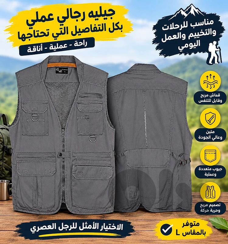 جيليه رجالي مناسب للعمل والصيد شبه جديدة قياسL بسعر 20$