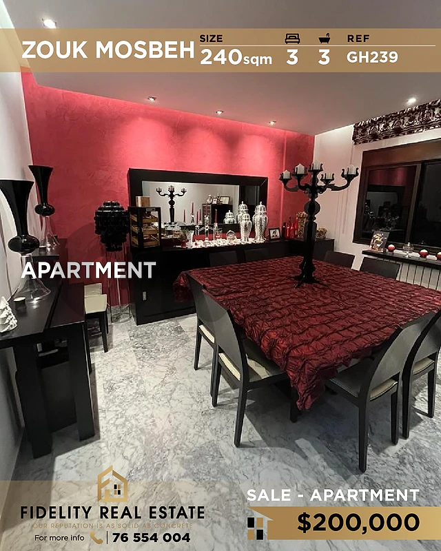 Apartment for sale in Zouk Mosbeh GH239 شقة للبيع في زوق مصبح