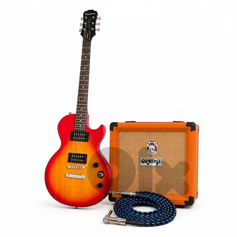 Epiphone Les Paul Special Satin E1 Guitar Bundle with Orange Crush 12