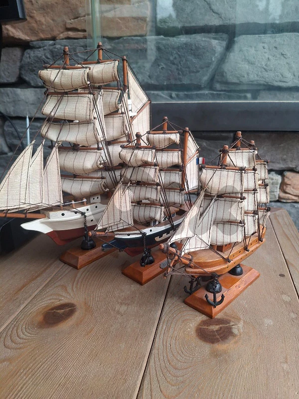 Vintage Wooden Sailing Ship Model "Eagle"