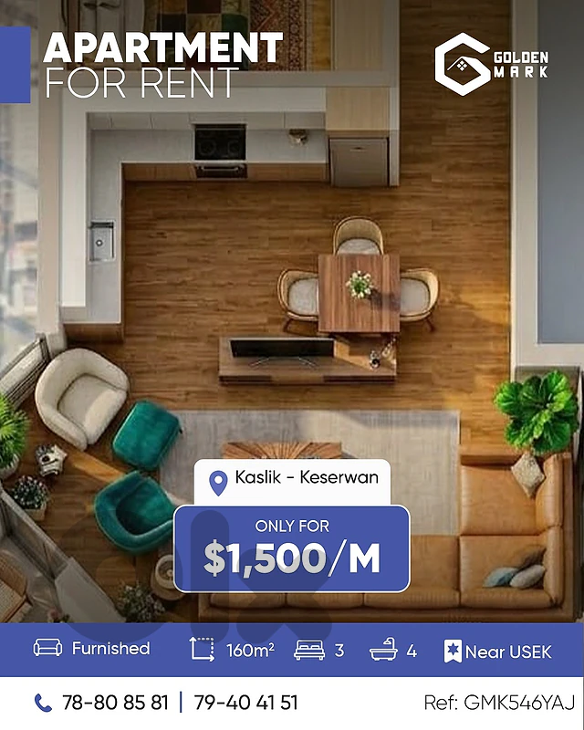 GMK546YAJ - Apartment For Rent In Kaslik - شقة للإيجار في الكسليك