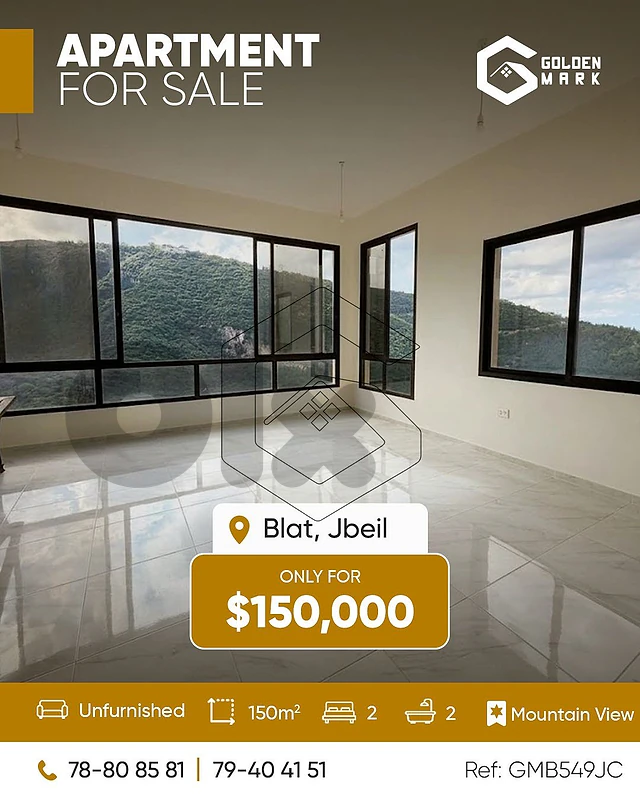 GMB549JC- Apartment for sale in Blat Jbeil شقة للبيع في بلاط جبيل