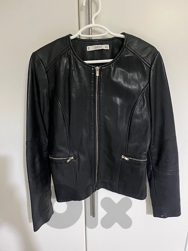 black leather jacket