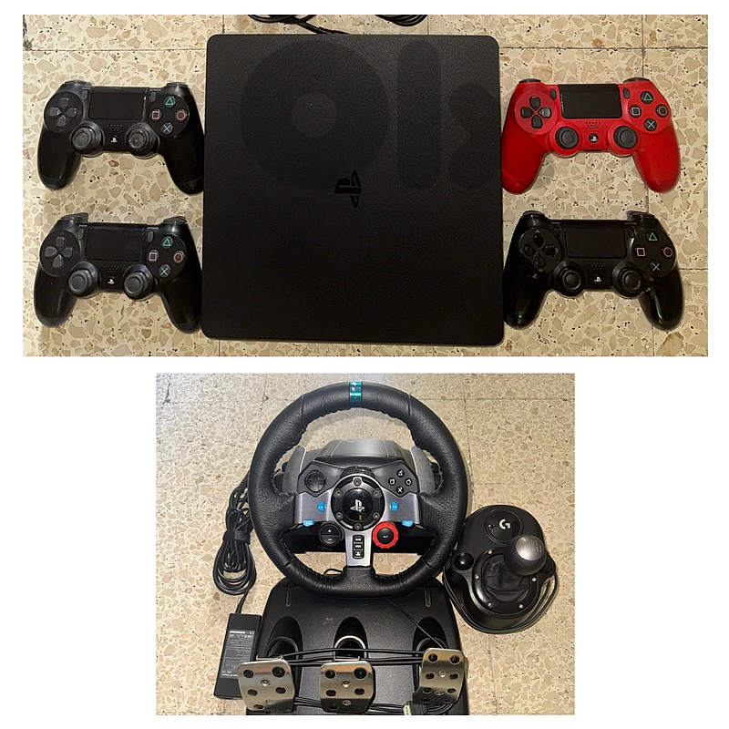Playstation 4 Slim with Steering Wheel