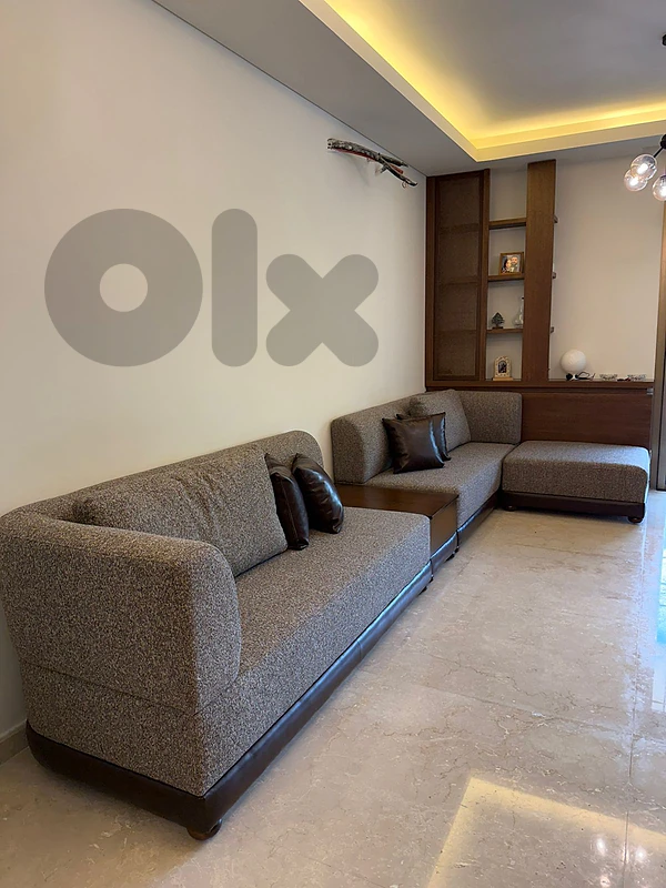 كنباية زاوية فخمة وكرسي جلد طبيعي // Luxury L-Shaped Sofa & Genuine Le