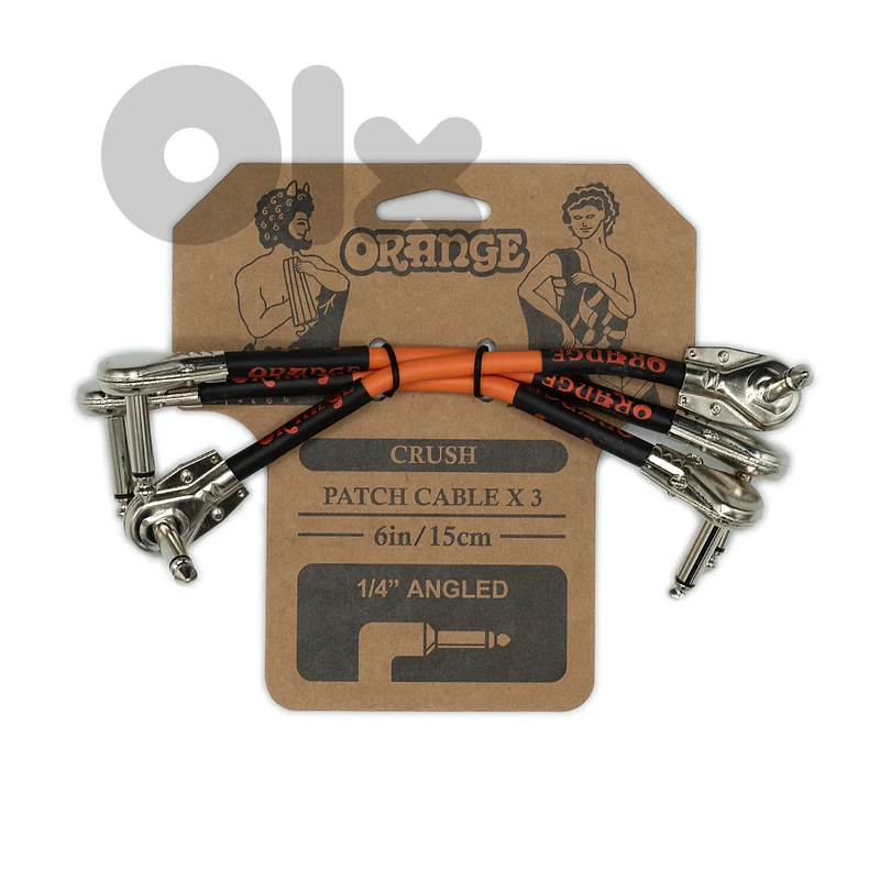 Orange Crush Patch Cable, x3, 6"/15 cm 1/4" Angled CA038 Guitar Patch