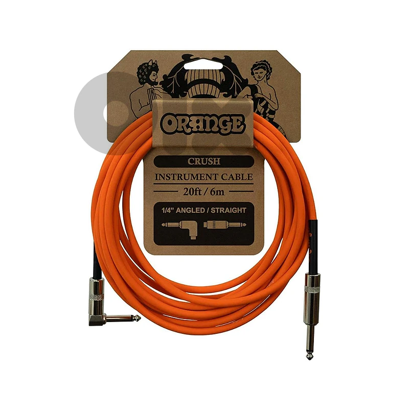 Orange Crush 20' Instrument Cable, Angled to Straight Connector, Orang