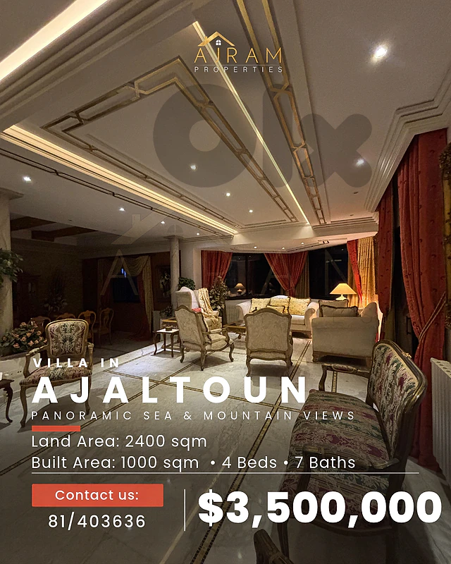 Villa In Ajaltoun Land Area: 2400 sqm Built Area: 1000 sqm