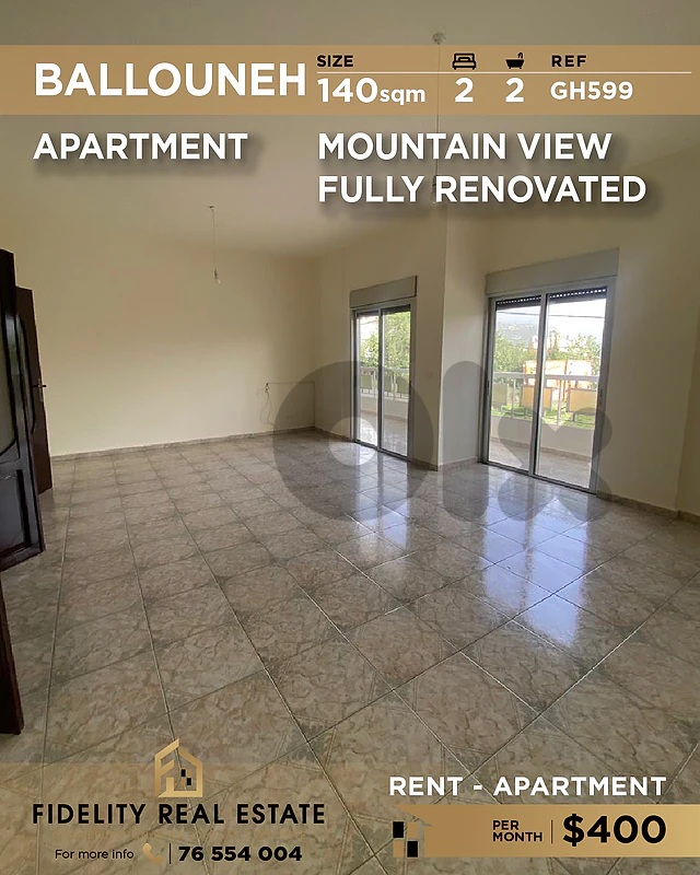 Apartment for rent in Ballouneh GH599 شقة للإيجار في بلونه