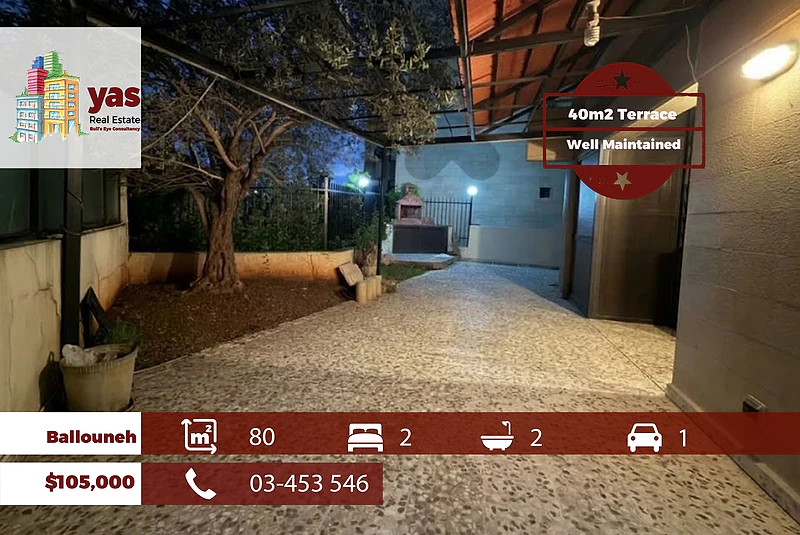 Ballouneh 80m2 | 40m2 Terrace | Well Maintained | Catch | EL Ballouneh 80m2 | 40m2 Terrace | Well Maintained | Catch | EL