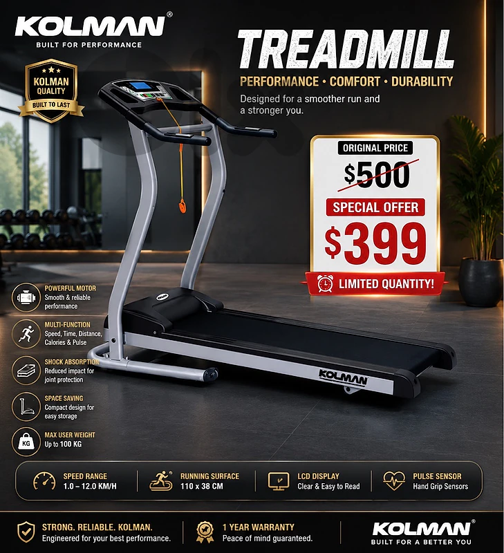 Kolman Treadmill 2HP كفالة شركة