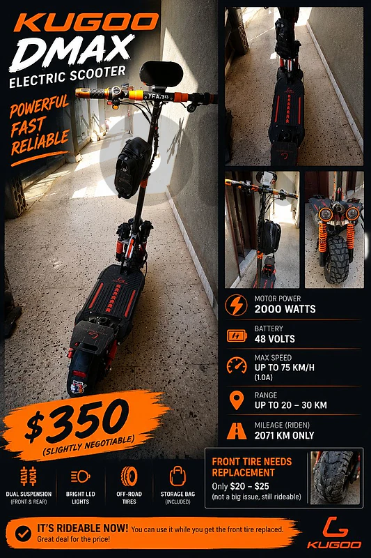 KUGOO DMAX ELECTRIC SCOOTER 350$ ONLY (bada shwyt tozbit)