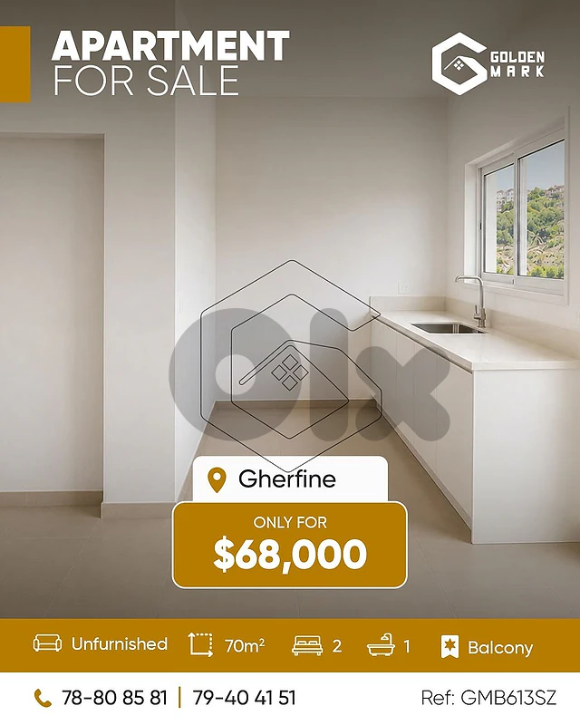 GMB613SZ - Apartment for sale in Gherfine Jbeil شقة للبيع في غرفين