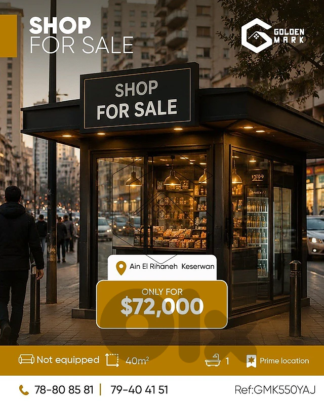 GMK550YAJ - Shop For Sale In Ain El Rihaneh  - محل  للبيع