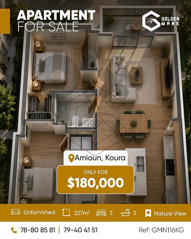 GMN116KG - Apartment for sale in Amioun