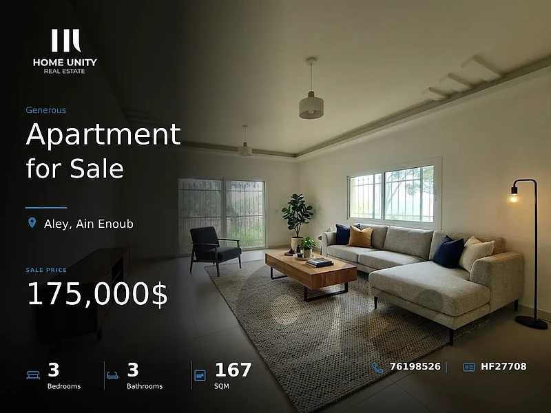 3-bedroom apartment with garden for sale in Main, Ain Enoub
