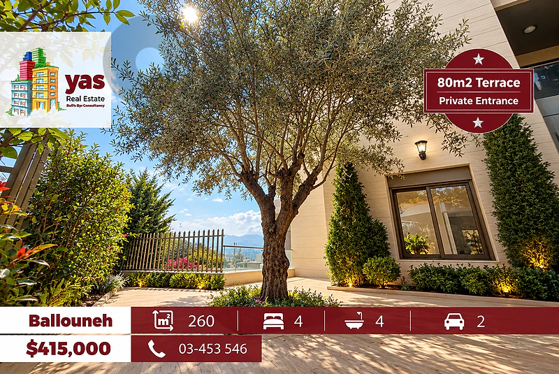 Ballouneh 260m2 | 80m2 Garden | Private Entrance | HIgh End | TYT