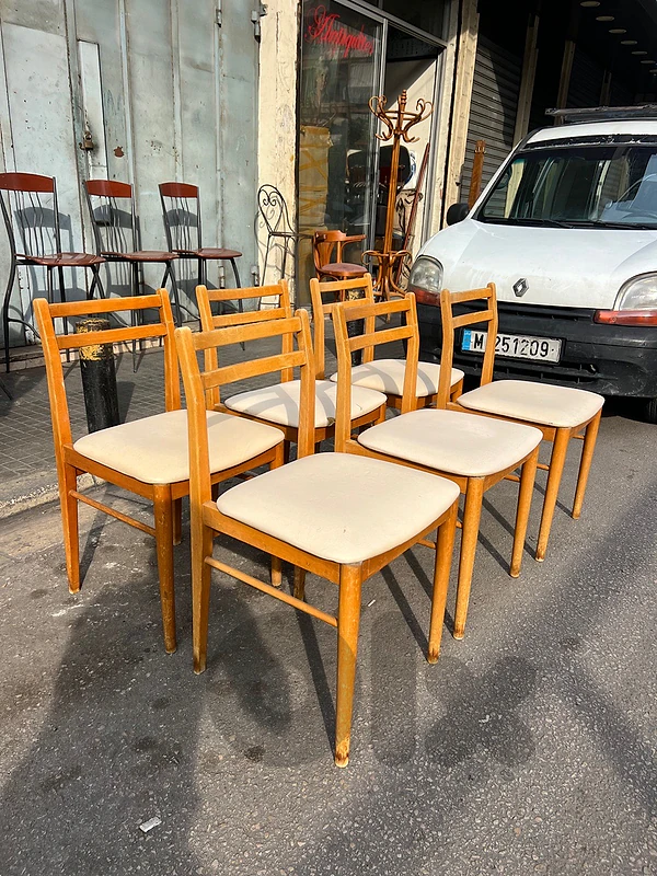 Set of 6 vintage chairs sleep comfort كراسي سفرة عدد ٦ تصميم الخمسينات