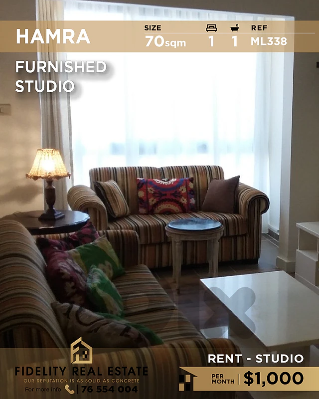 Studio for rent in Hamra ML338 استوديو  للإيجار في الحمرا