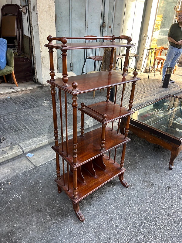 vintage wooden etagere on castors 'music stand ايتاجير فرنسية خشب جوز