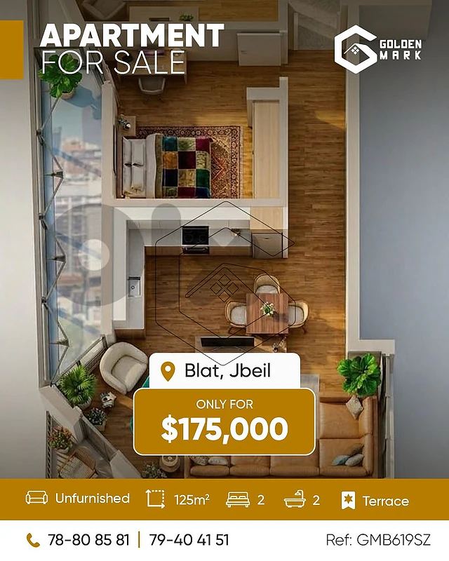 GMB619SZ - Apartment for sale in Blat Jbeil شقة للبيع في بلاط جبيل