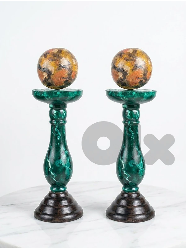 pair of Neo-Renaissance faux-Marble wood pillars