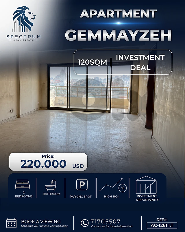 INVESTEMENT DEAL ! GEMMAYZEH WITH PARKING | 120SQ | AC-1261 I.T INVESTEMENT DEAL ! GEMMAYZEH WITH PARKING | 120SQ | AC-1261 I.T