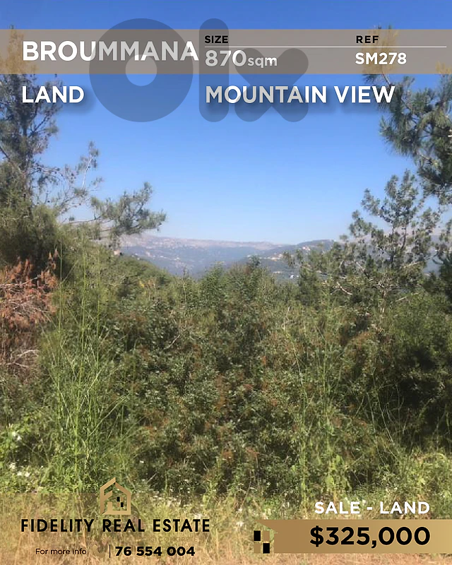 Land for sale in Broummana SM278 أرض  للبيع في برومانا