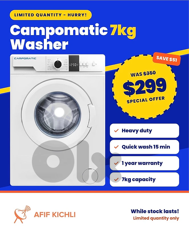 Campomatic Samsung 7-10kg Washing Machine كفالة شركة