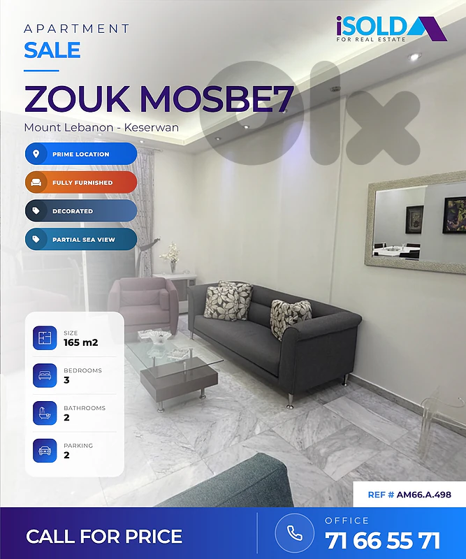 Apartment + Sea View for Sale in Zouk Mosbeh - شقة للبيع في ذوق مصبح