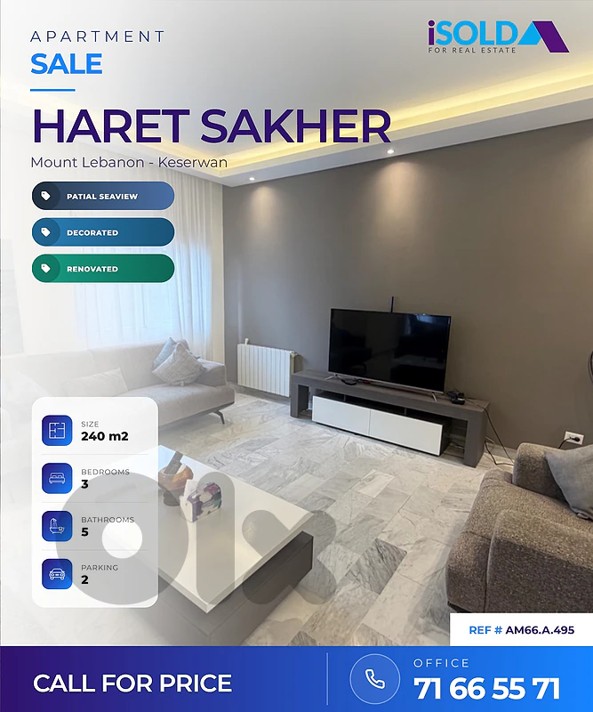 Apartment+Partial SeaView 4Sale in Haret Sakher -شقة للبيع في حارة صخر