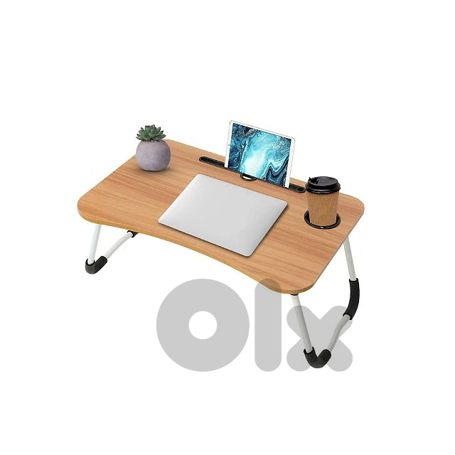 Wooden Foldable Laptop Table with Cup Slot