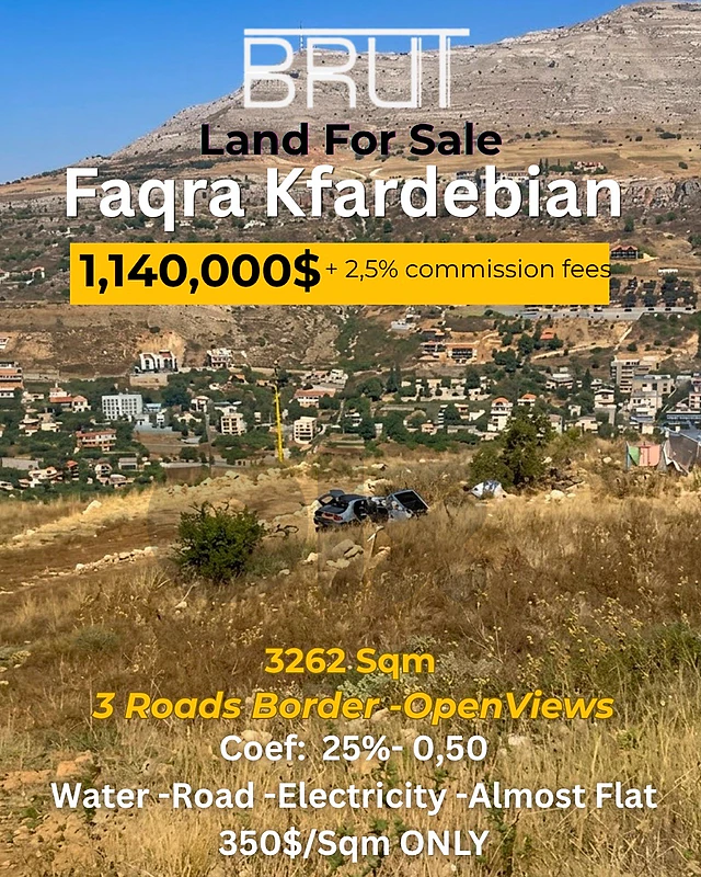 3262 sqm Land for sale in Faqra Kfardebian - Ruins Area -Open View