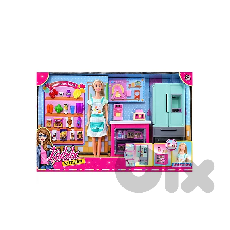Children’s Kitchen and Food Play Set with Fashion Doll -طقم لعب المطبخ