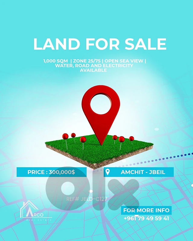 Land In Amchit Jbeil Open Sea View - أرض في عمشيت جبيل منظر بحر لا